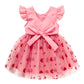 Baby Girl Valentine Dress Sleeveless Heart Tulle Tutu Skirt Holiday One-Piece Sundress (Deep Pink, 12-18M)