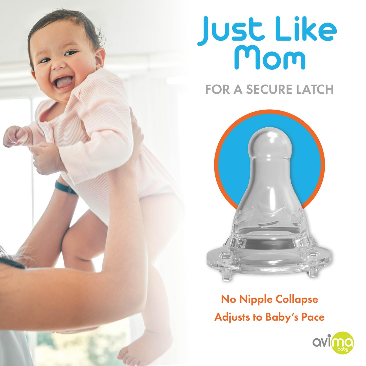 Avima 10 Oz Anti Colic Baby Bottle Set - Medium Flow Nipples Included, Standard Neck, Bpa Free - 3-6 Months, Stage 2 Feeding For
