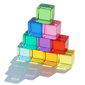 Candywood Rainbow Acrylic Gem Cubes Blocks Children Educational Sensory Training Crystal Toys Baby Learn Color Light Shadow Stac
