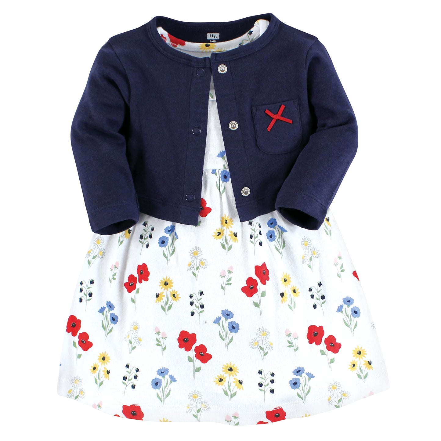 Hudson Baby Baby Girls' Cotton Dress And Cardigan Set, Wildflower, 6-9 Months