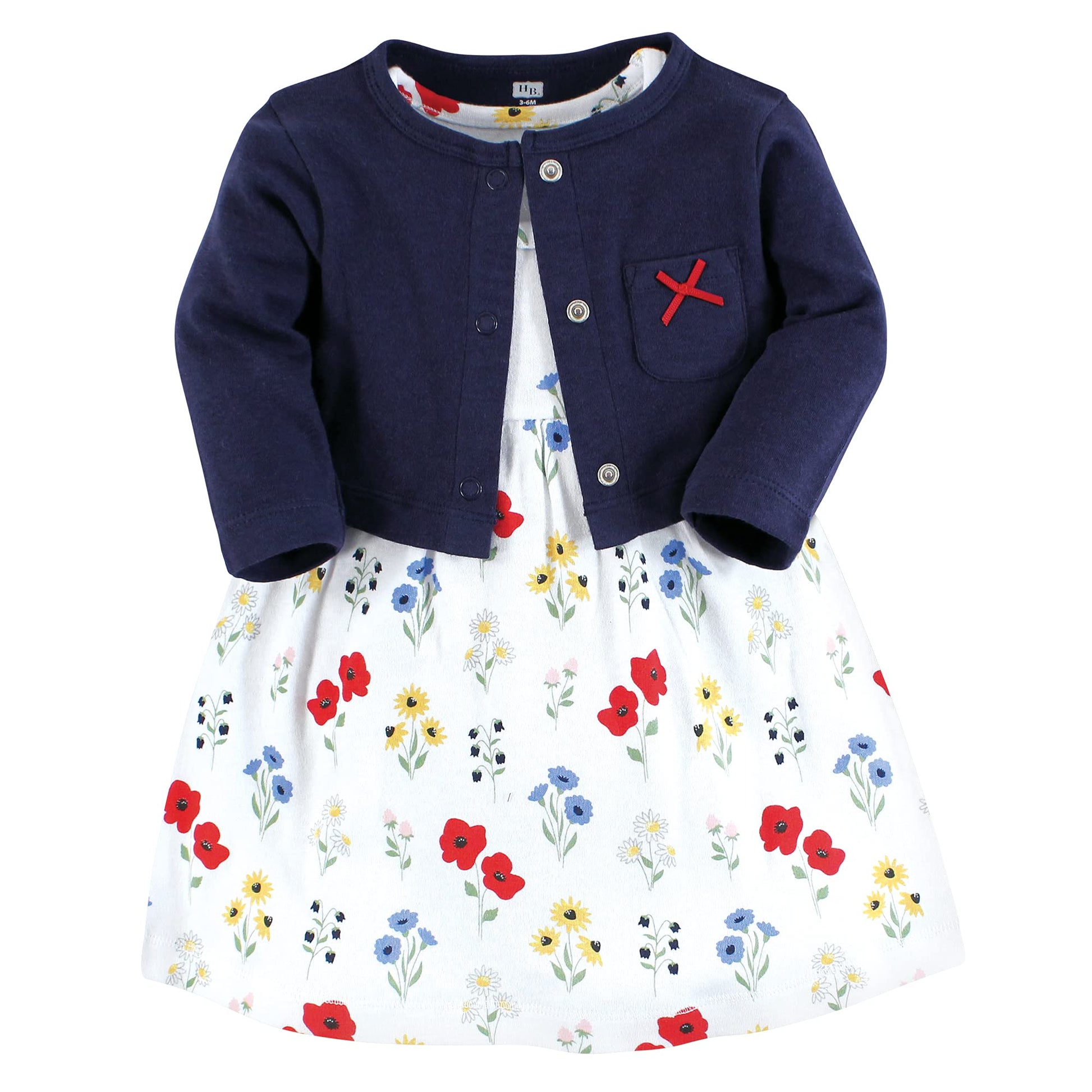 Hudson Baby Baby Girls Cotton And Cardigan Set Casual Dress, Wildflower, 5T Us