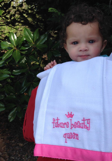 Mud Pie Lil Miss October Future Beauty Queen Baby Burp Bib Cloth Cotton Towel - Set Of 2