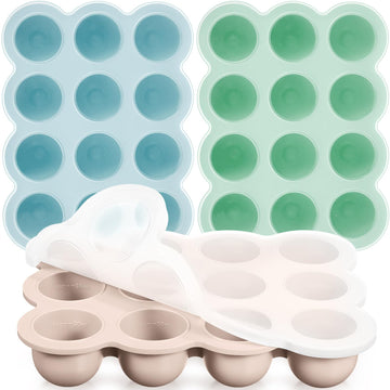 Potchen 3 Pcs Baby Food Storage Container 12 Cup Silicone Baby Food Freezer Tray With Lid Stackable Reusable Silicone Freezer Tr