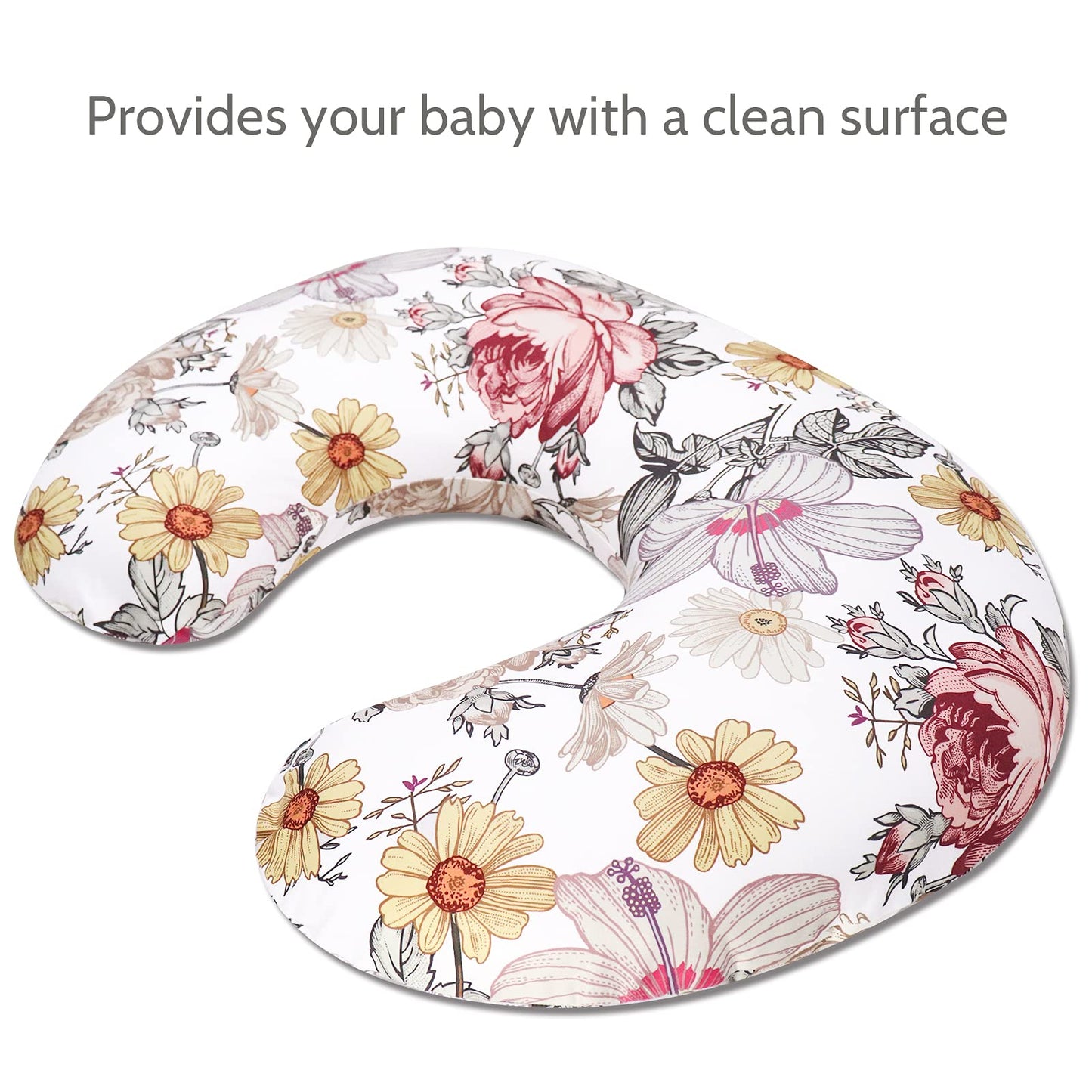 Hnhuaming Floral Nursing Pillow Cover, Breastfeeding Pillow Slipcover For Baby Girls, Soft Snug Fits On Newborn Feeding Pillow C
