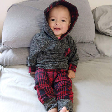 18 Months Boy Clothes Toddler Boy Outfits Winter Long Sleeve Sweatshirt Cutes Hoodie Plaid Baby Christmas Outfit Baby Boy Clothe