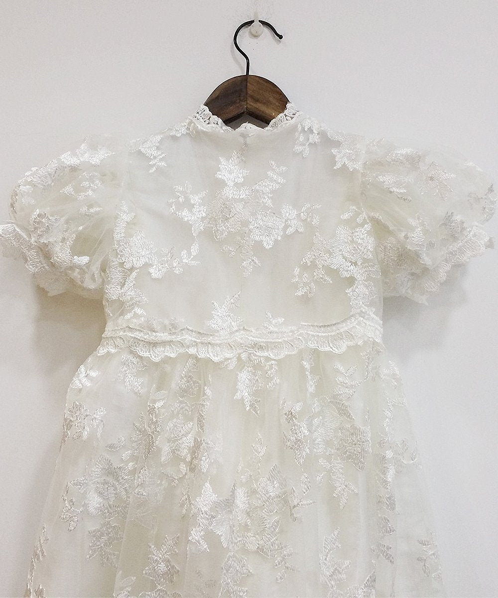 Abaowedding Lace Christening Gowns Baby Baptism Dress Newborn Baby Dress (3 M) White
