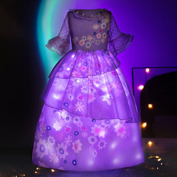 Uporpor Light Up Costume Dress Girls Halloween Party Birthday Princess Dress Up Kids Girls Dress Up Clothes Cosplay Purple, 4Y-5