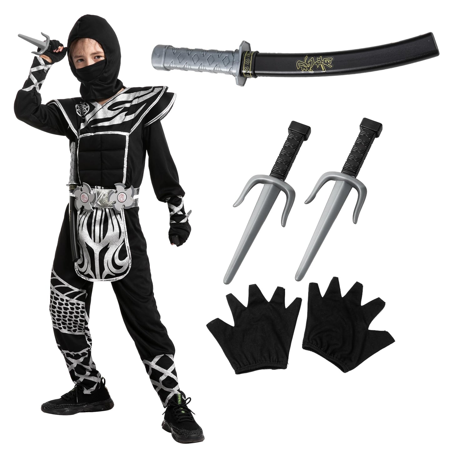 Spooktacular Creations Boys Ninja Costume, Dragon Scales Ninja Costume For Kids Toddler Halloween Costume Parties, Ninja Themed