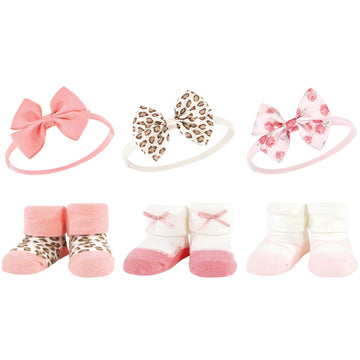 Hudson Baby Baby Girls' Headband And Socks Giftset, Blush Rose, One Size