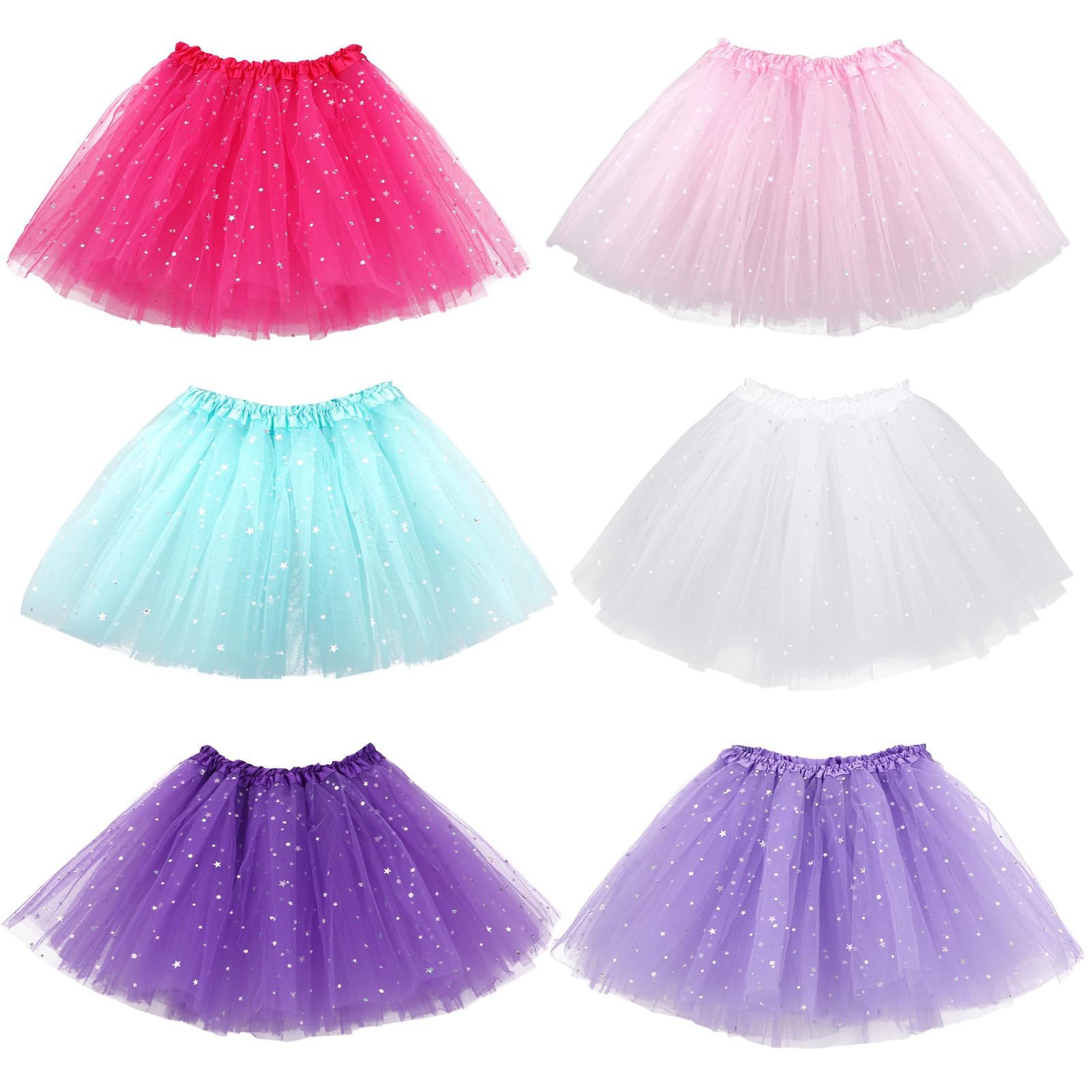 Kilofly 6Pc Girls Ballet Tutu Kids Birthday Princess Party Favor Dress Skirt Set Multicolored