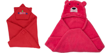 CTMKIDS Baby Wrap with Cap for Kids 74x74 cm  Red & Baby Hooded Cum Wrap Blanket for Kids 92x66 cm  Carrot