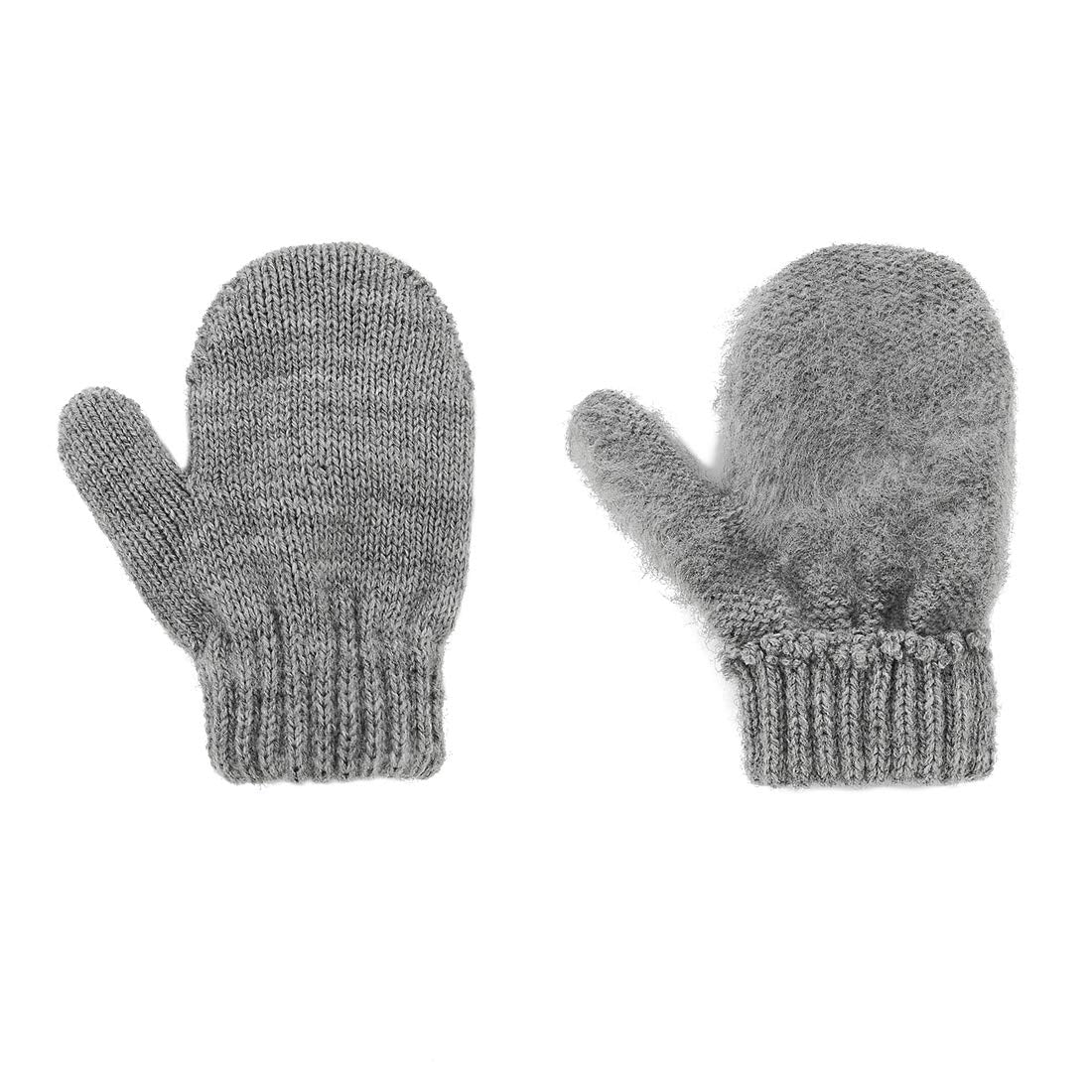 Durio Toddler Mittens Knit Mittens For Toddler Boys Girls Soft Kids Mittens Winter Crochet Toddler Kids Gloves Black & White & G