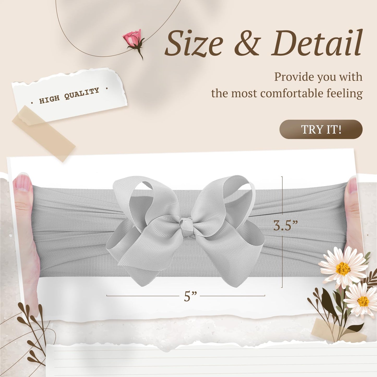 Lanmerry Baby Bows Headbands Ribbon Bow Elastic Nylon Headbands For Baby Girls Soft Hair Accessories Infant Newborn Toddler