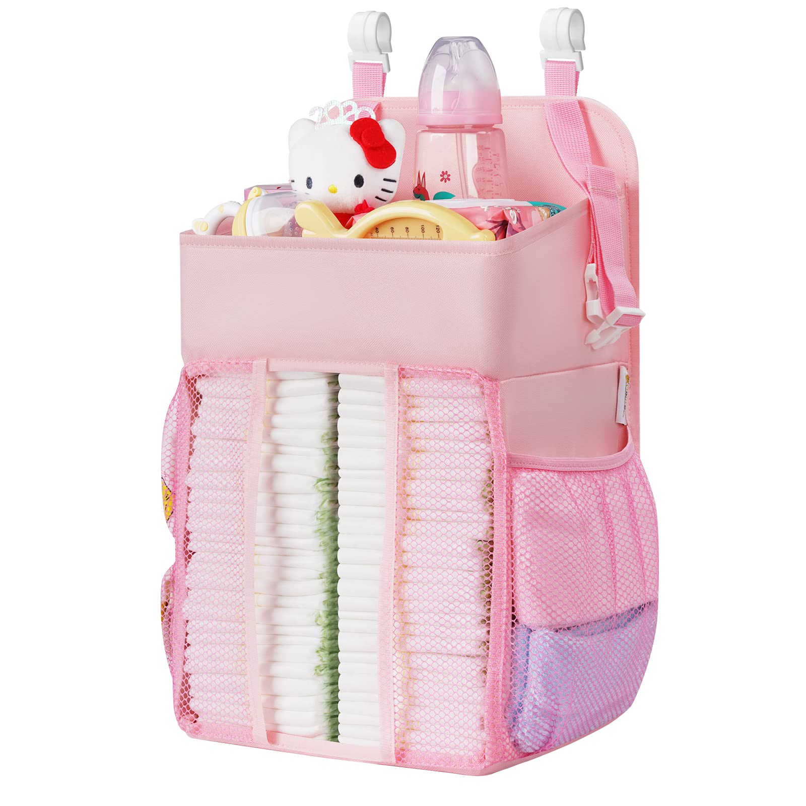 Maliton Hanging Diaper Caddy Nursery Caddy Organizer For Playard, Wall Or Crib, Diaper Stacker With Baby Essentials Storage