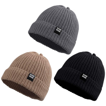 Simple Knitted Baby Beanie Hip-Hop Boys Winter Hat Toddler Kids Bonnet For Girls 0-5Y (Black+Khaki+Gray,L)