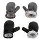 Toddler Infant Winter Mittens Lined With Fleece Easy-On Baby Boy Girls Warm Gloves Outdoor (B-Black&Grey, M (1-2 Years))