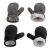 Toddler Infant Winter Mittens Lined With Fleece Easy-On Baby Boy Girls Warm Gloves Outdoor (B-Black&Grey, M (1-2 Years))