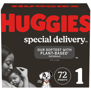 Huggies Special Delivery Hypoallergenic Baby Diapers Size 1 (Up To 14 Lbs), 72 Ct, Fragrance Free, Safe For Sensitive Skin