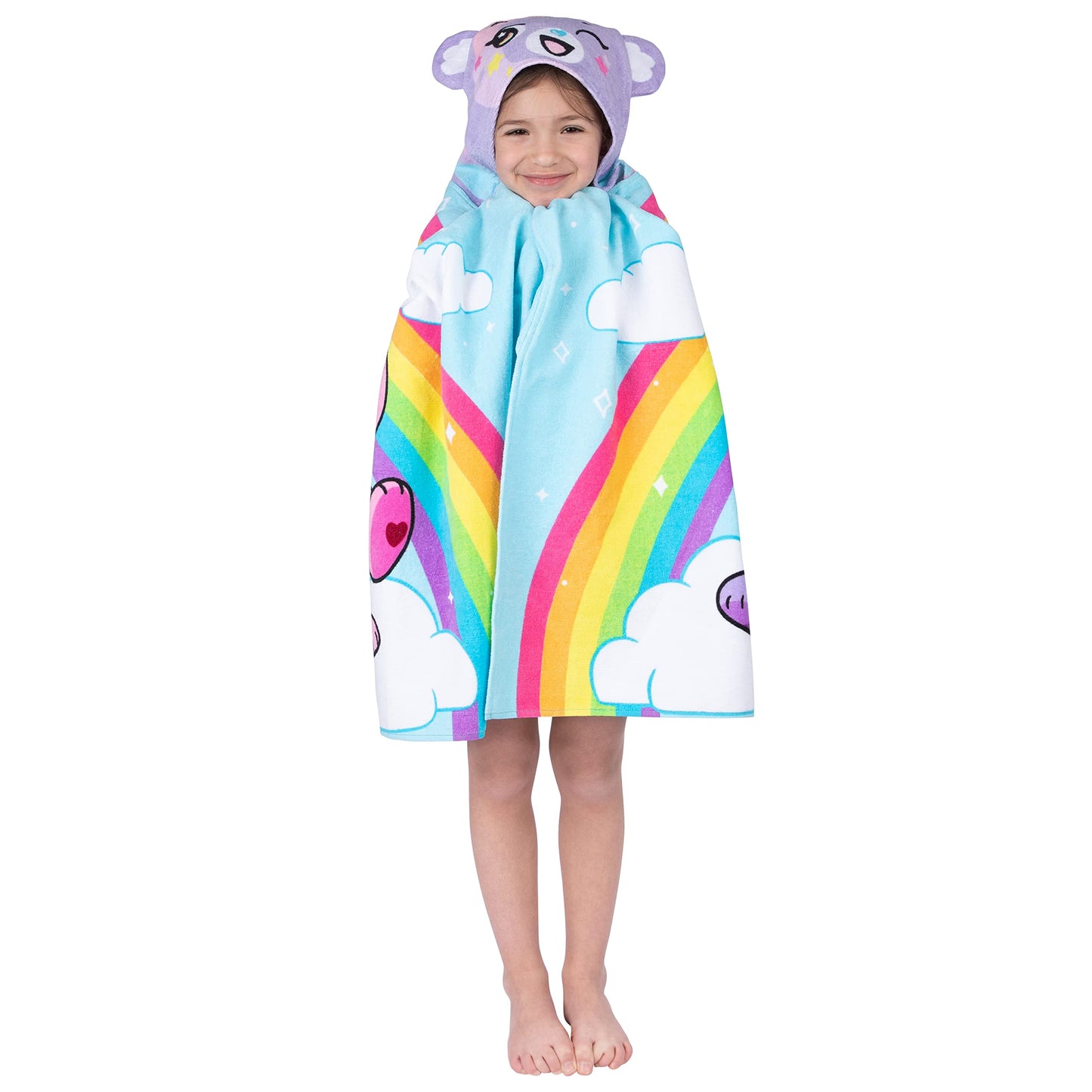 Care Bears Bath/Pool/Beach Soft Cotton Terry Hooded Towel Wrap, 24 In X 50 In, By Franco Kids
