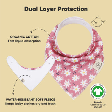10-Pack Organic Baby Bandana Bibs - Organic Cotton Bandana Bibs For Boys, Girls, Super Absorbent Bandana Drool Bibs, Teething Bi