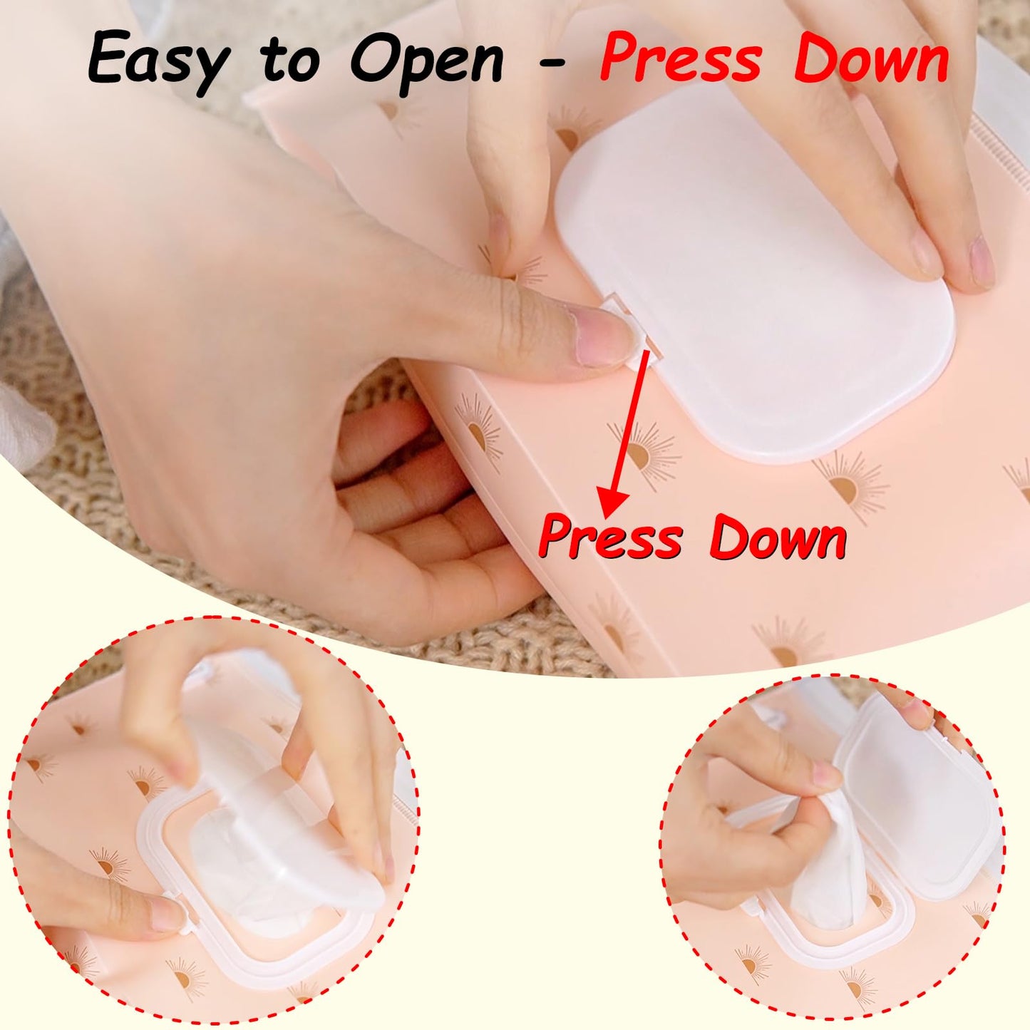 4 Pack Wipes Dispenser, On The Go, Seposeve Portable Baby Wipe Case, Refillable Baby Wipes Container, Wipe Holder, Keeps Wipes F