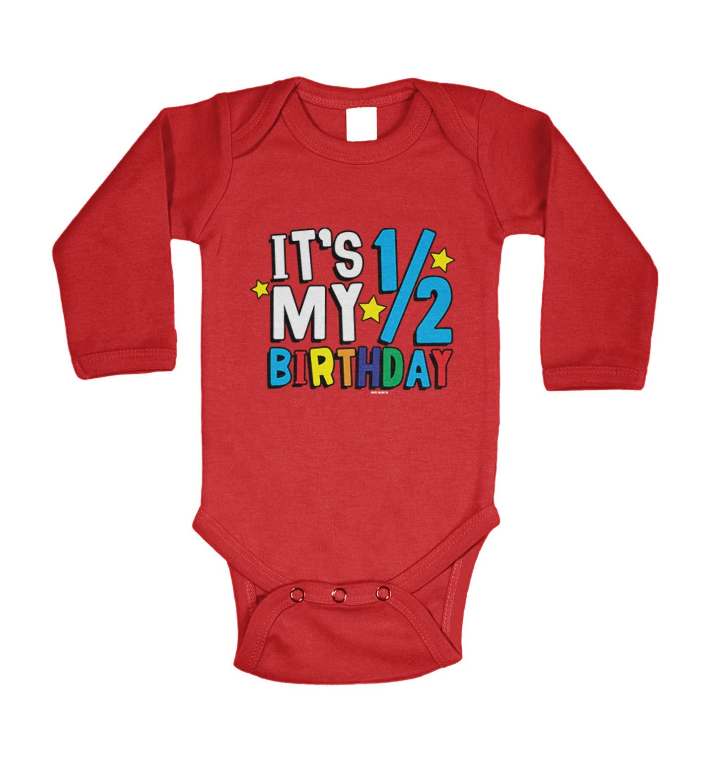 Haase Unlimited It 'S My 1/2 Birthday - Half 6 Months Old Long Sleeve Bodysuit (Red, 12 Months)
