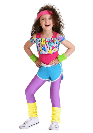 Fun Costumes - Work It Out 80'S Costume For Toddler Girls (4T Bundle W/Foam Weights, Multi)