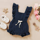 Younger Tree Toddler Baby Girl Ruffled Sleeveless Romper Casual Summer Jumpsuit Cotton Linen Clothes (Blue, 3-6 Months)