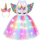 Tutu Dreams Led Unicorn Dress For Girls Rainbow Light Up Halloween Costumes Christmas Gifts (Pink, 9-10 Years)