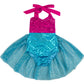 Carkoo Mermaid Baby Girl One Piece Swimsuits With Tutu Dress (Rose, Large)
