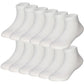 Bear Mum Kids' Dozen Pack Back To School Low Cut Socks White And Black (10-12 Years Old, Purewhite)