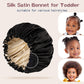 Baby Bonnet For 6-36 Months Sleeping: Reversible Smooth Satin For No Mess Toddler'S Curly Hair, Adjustable Band No Slip Black-Ta