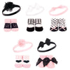 Hudson Baby Baby Girls' Headband And Socks Giftset, Pink Black Love 10-Pack, One Size