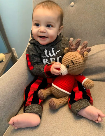 Fommy Baby Boy Clothes 9-12 Months Little Brother Letter Print Long Sleeve Hoodies +Plaid Long Pants 2Pcs Outfits Baby Boy Stuff