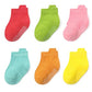 Qiyiendian 6 Pairs Non Slip Cozy Warm Ankle/Low Cut Socks With Grips For Baby Infant Toddler Kids Boys Girls(4-Multicolor B,6-12