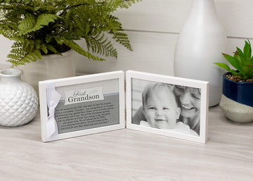 The Grandparent Gift Company- 4    X 6    White Double Hinged Table Or Shelf Frame With Grandson    Sentiment- Holds Ultrasound