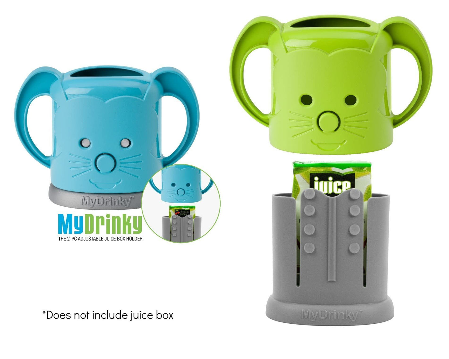 Mydrinky - The Adjustable Juice Box Holder 2 Pack (Lime/Aqua)