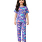 ANTHRILO Summer Unicorn Planet Short Sleeve Pyjama Set  Purple