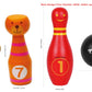 TOWO Wooden Skittles for Children - Wooden Skittle Set with Animal Faces and Numbers - 10 Pin Bowling Set for Kids Garden Toys-