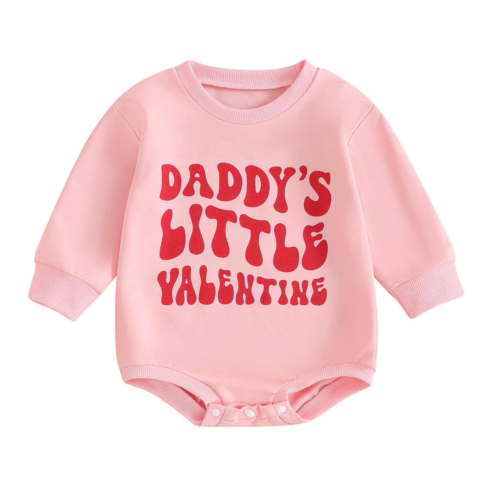 Fiomva Baby Girl Valentines Day Outfit Newborn Bubble Romper Toddler Oversized Sweatshirt Infant Cute T Shirt Clothes (N Daddy'S