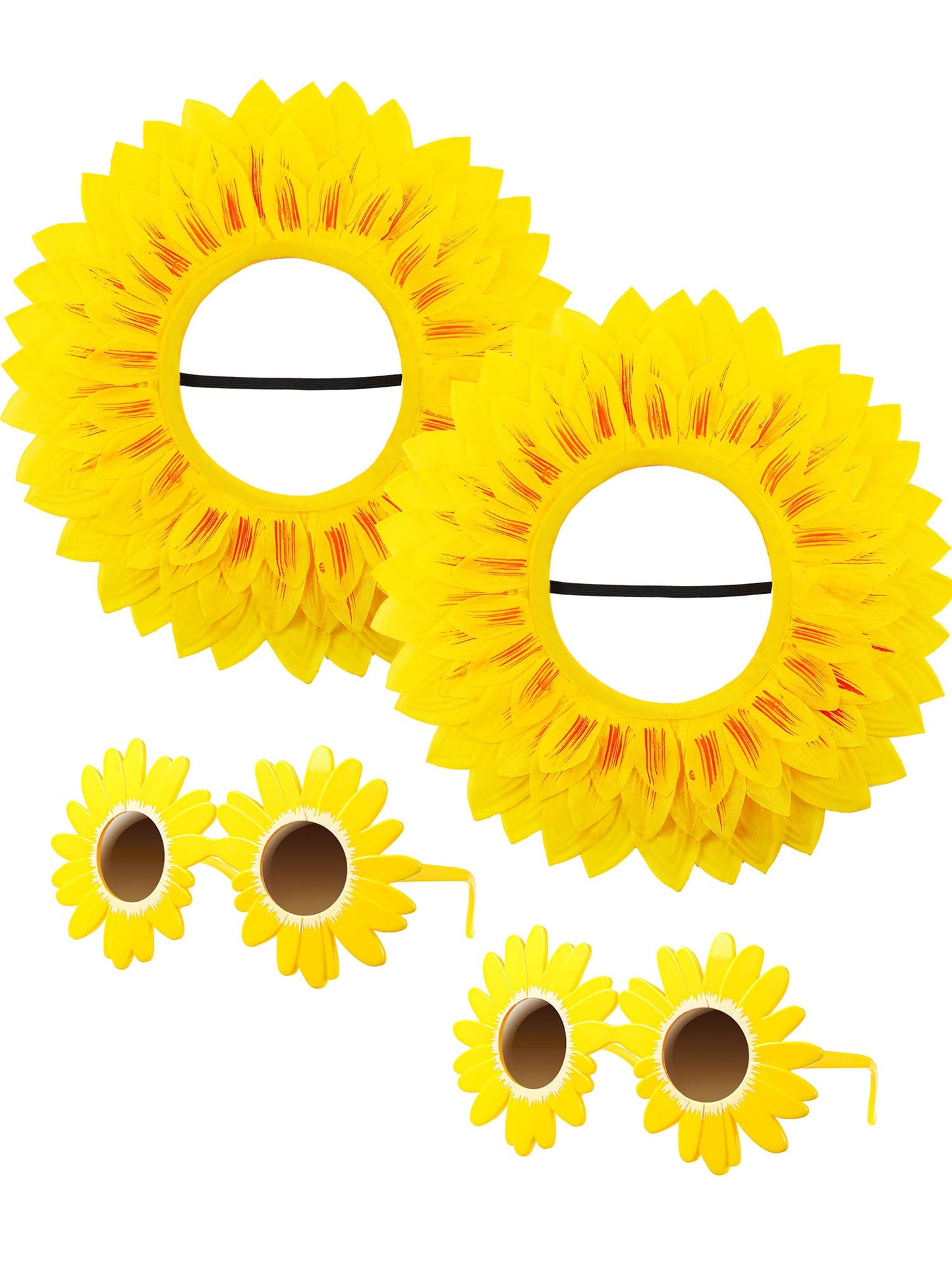 Dingion 2 Sets Funny Sunflower Costume Headgear Sunflower Glasses and Hat Performance Props for Festival Adults Party Easter Cos