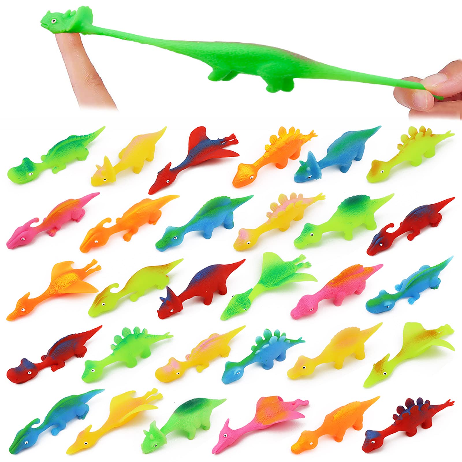 30 Pcs Slingshot Dinosaur Finger Toys, catapult toys as fun as slingshot chicken, cute shapes, more colors, Great for Flying Gam