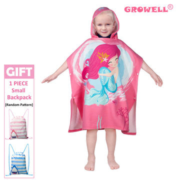 Growell Hooded Kids Beach Towels - Toddler Bath Towel Girls Boys Swim Cover-Ups For Ages 4 To 10 Kids Pool Towels Quick Dry Ligh
