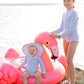 Rufflebutts Baby/Toddler Girls Long Sleeve One Piece Swimsuit - Blue Seersucker With Upf 50+ Sun Protection - 18-24M