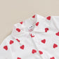 Lesimsam Toddler Baby Boy Valentine'S Day Outfits Button Up Short Sleeve Shirt And Shorts Set 2Pcs Valentines Day Clothes(B-Whit