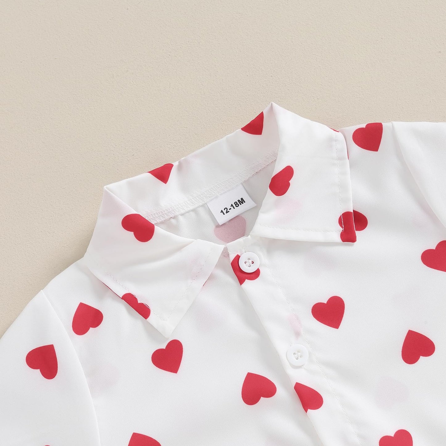 Lesimsam Toddler Baby Boy Valentine'S Day Outfits Button Up Short Sleeve Shirt And Shorts Set 2Pcs Valentines Day Clothes(B-Whit