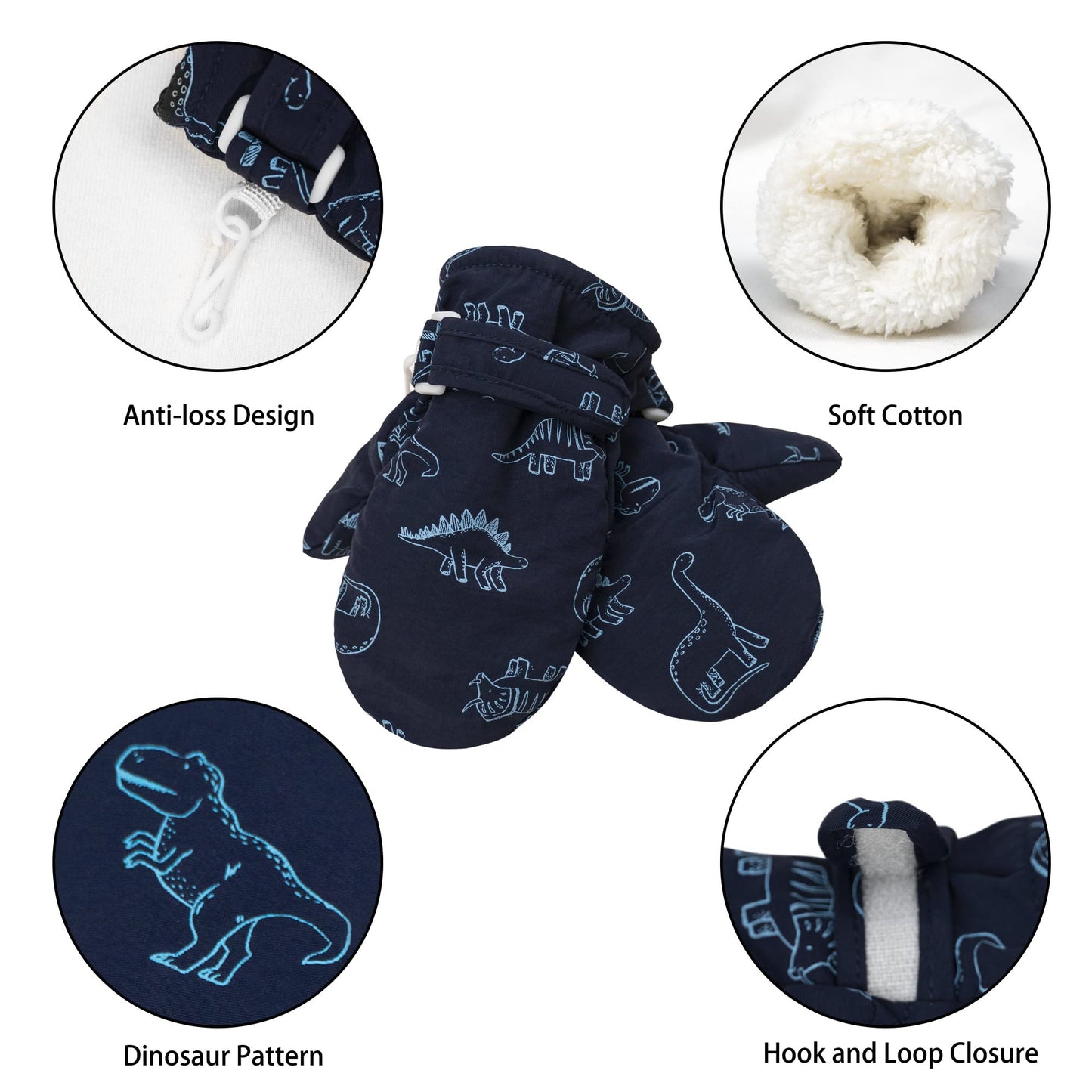 Fynnsure Toddler Mittens Lined Fleece Snow Gloves For Boys Girls Kids Winter Ski Gloves Baby Mittens Blue & Gray 2-4 Years