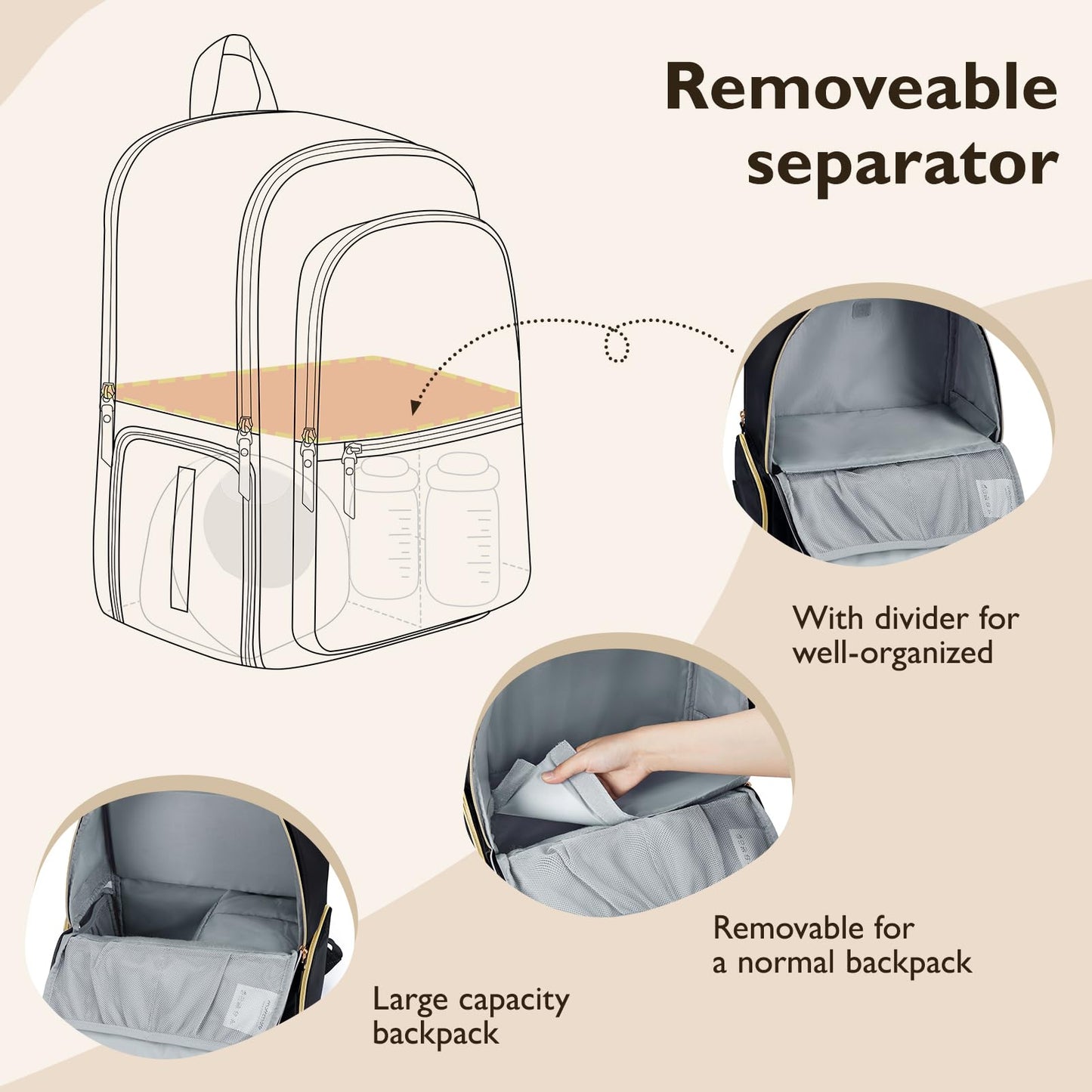 Mommore Breast Pump Bag With Cooler Pocket For Milk Storage, Fits Spectra S1, S2 / Medela, Stylish Diaper Bag Backpack With Padd