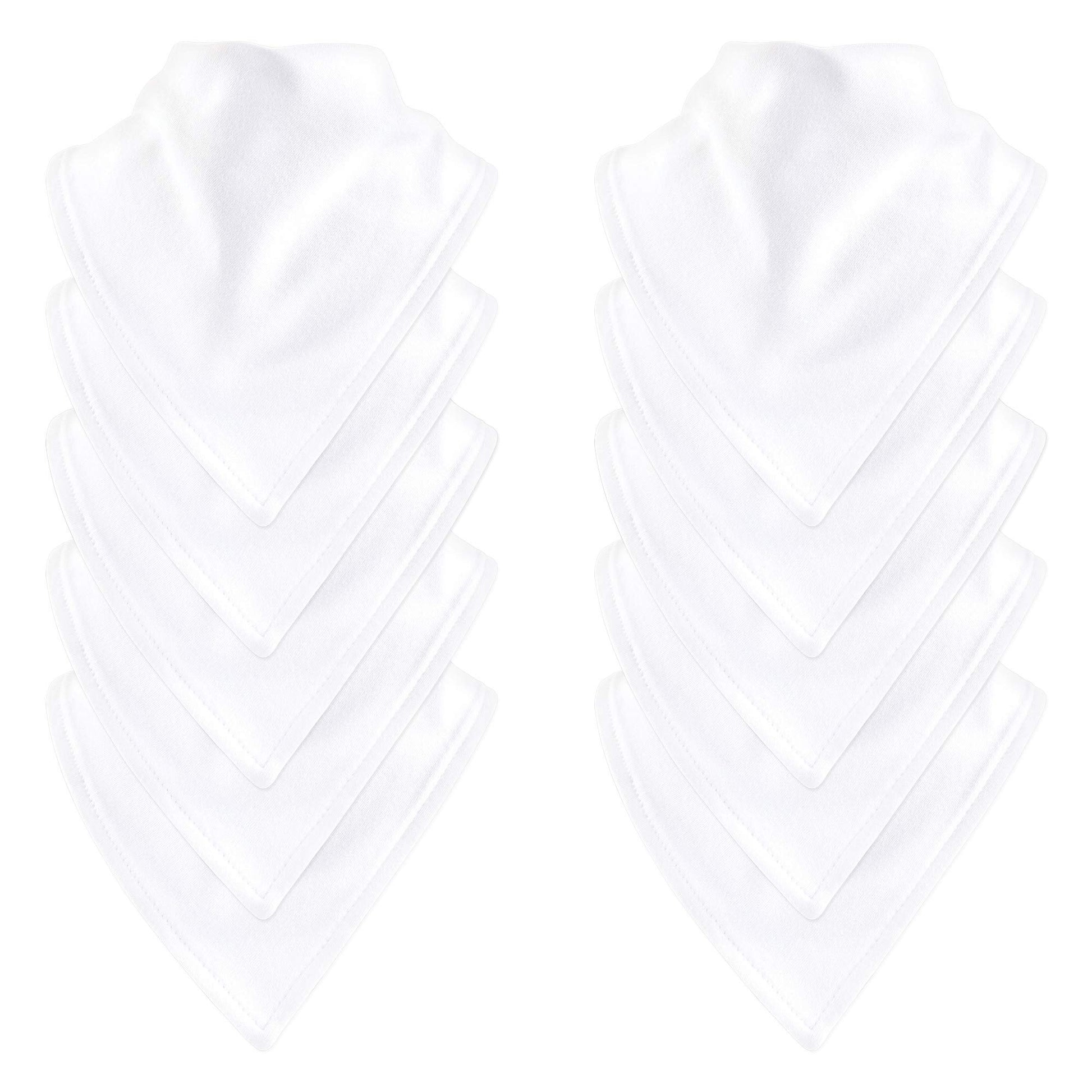 Touched By Nature Unisex Baby Organic Cotton Bandana Bibs, White, One Size