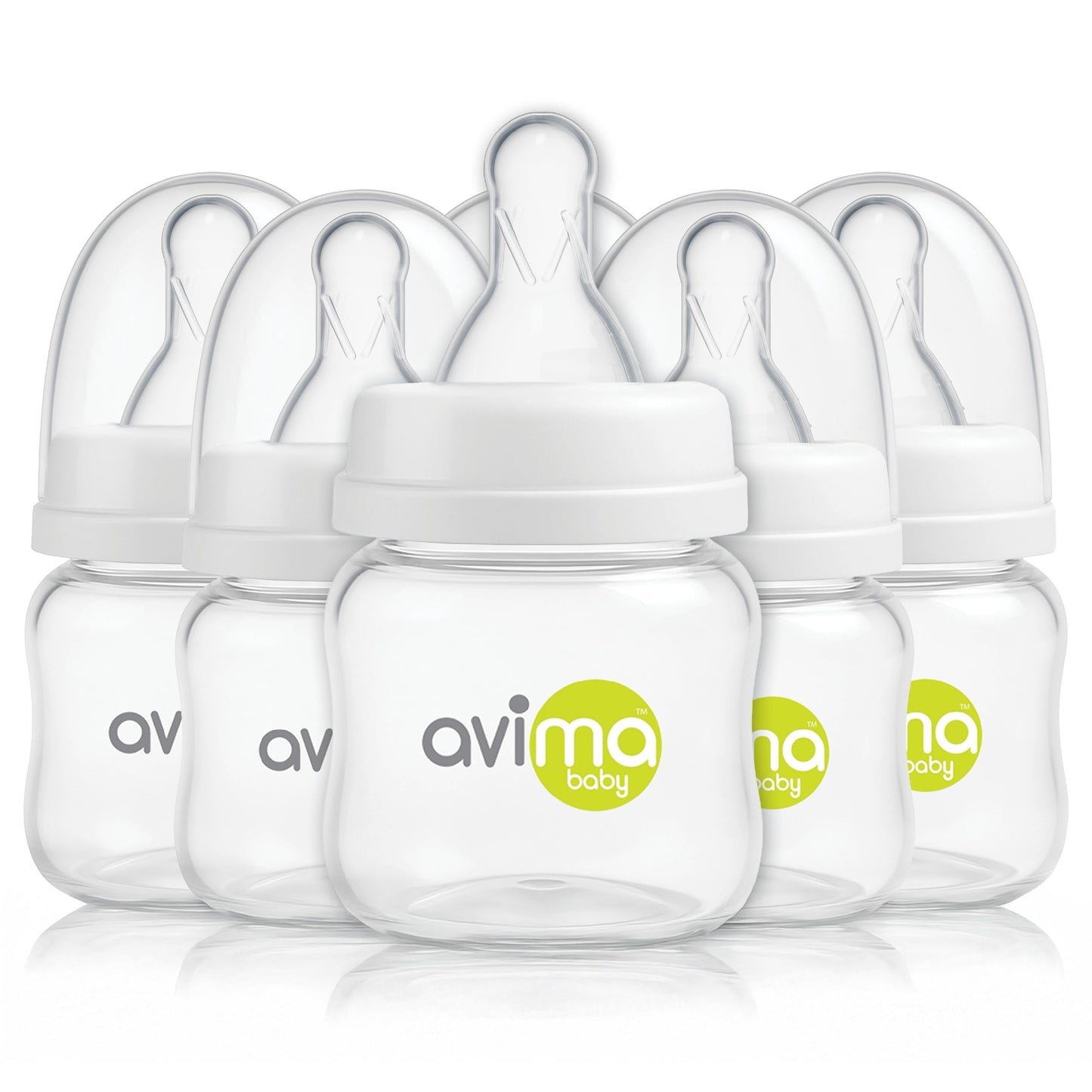 Avima Baby Anti-Colic Preemie Bottles 2oz - 6 Pack, Standard Neck, BPA-Free, 100% Silicone Nipples with Flow Control - Feeding B
